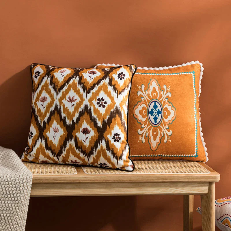 غطاء وسادة مطبوع عليه رسومات هندسية تجريدية من DecorBites™ مقاس 45×45 سم لديكور المنزل