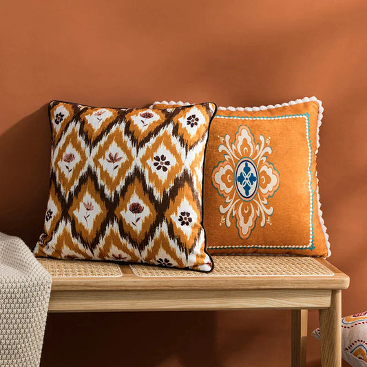 غطاء وسادة مطبوع عليه رسومات هندسية تجريدية من DecorBites™ مقاس 45×45 سم لديكور المنزل