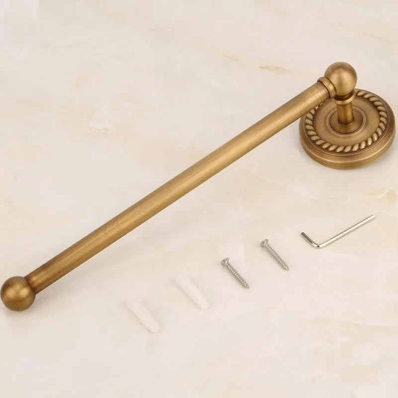 DecorBites™ Brass Wall-Mounted Round Towel Ring: Solid Antique Brass Bathroom Towel Holder