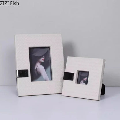 DecorBites™ Leather Photo Frame | Modern Design Picture Frame Bedside Table & Desk Décor