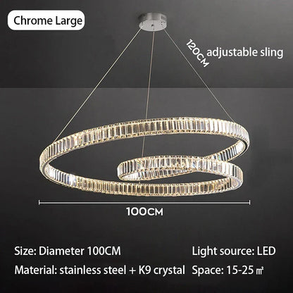 DecorBites™ Crystal Chandelier LED Light Fixture - Modern Luxury Hanging Lamp
