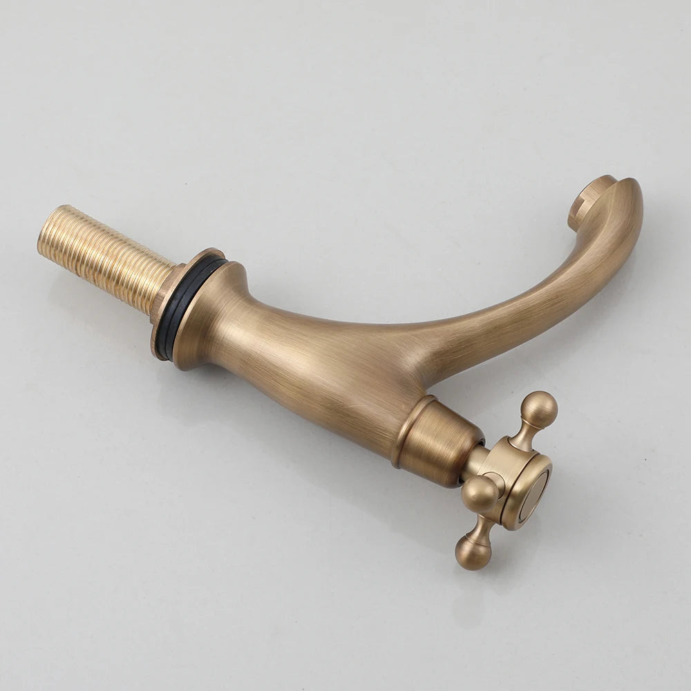 Antique Brass Bathroom Faucet Single Lever