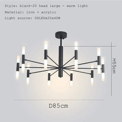 DecorBites™ Black Gold Art Decor Led Ceiling Chandelier for Modern Fashion Designer Home