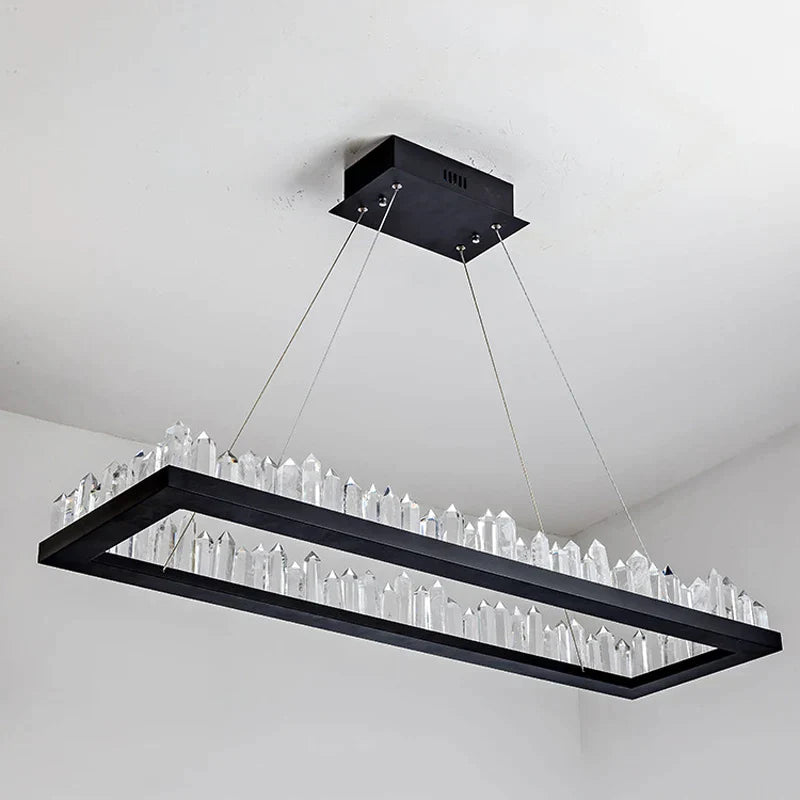 ثريا كريستال DecorBites™‎ بحلقات من الذهب الأسود - إضاءة LED فاخرة على الطراز الاسكندنافي لغرفة المعيشة