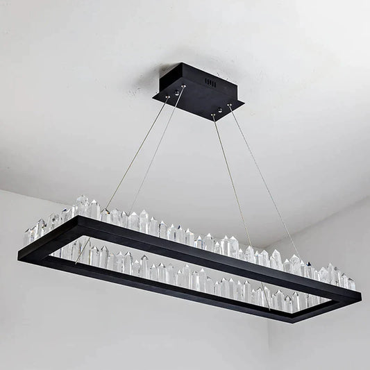 DecorBites™ Black Gold Rings Crystal Chandelier - Nordic Luxury LED Lighting for Living Room