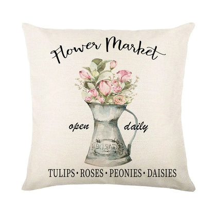 DecorBites™ Lavender Flower Linen Pillowcase for Sofa Car, Living Room Decor, Throw Pillow Case