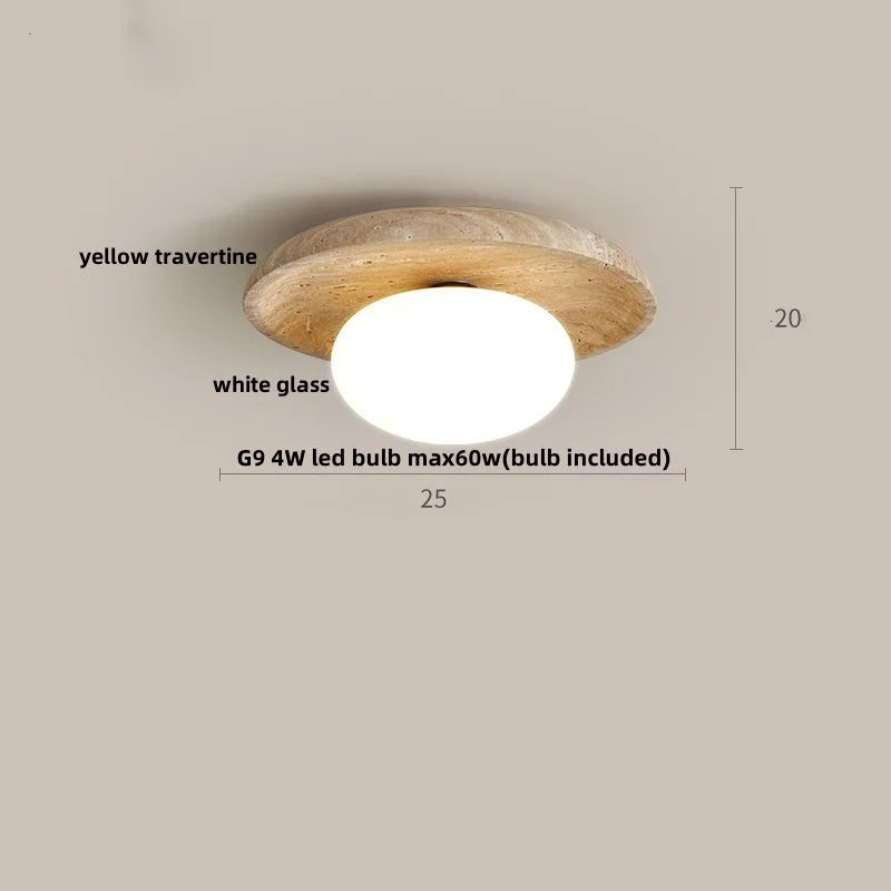 DecorBites™ LED Ceiling Light with Wood Base and White Glass Shade