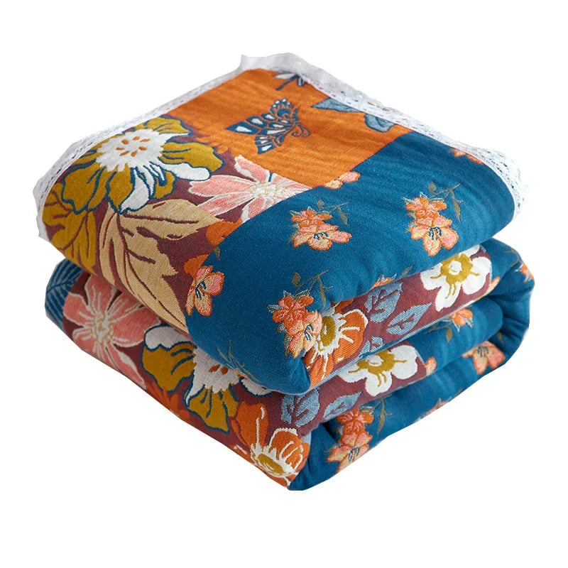 DecorBites™ Breathable Cotton Gauze Sofa Cover - Fresh Flowers Design