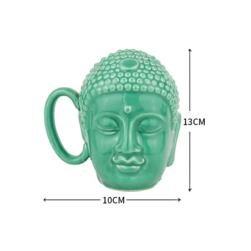 DecorBites™ Buddha Sculpture Ceramic Coffee Cup with Covered Handle - Character Portrait Mug