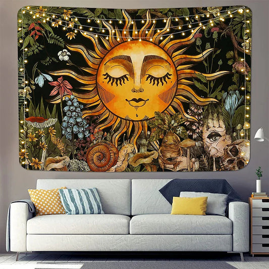 Decobites Vintage Floral Wall Tapestry - Mystical Hippie Dorm Decor