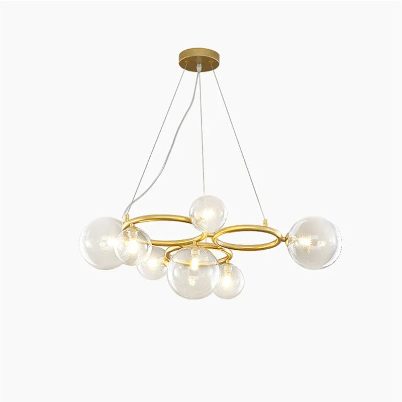 DecorBites™ Black Magic Bean Ceiling Chandelier with Golden Lamp Body Glass Pendant Light