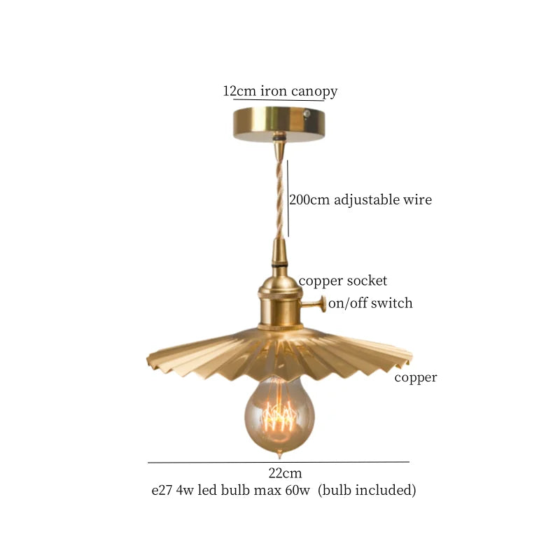 Decorbites™ Messing-Falten-LED-Hängeleuchten für Vintage-Loft-Dekoration und Beleuchtung