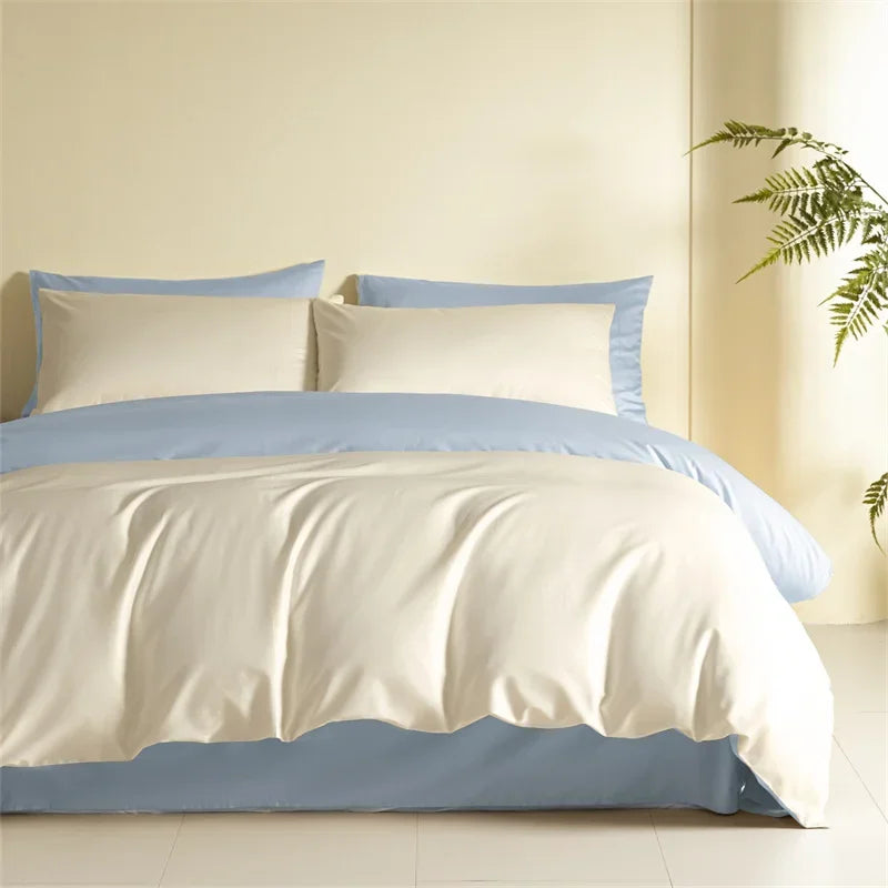 Decobites Egyptian Cotton Bedding Set: Sheet, Pillowcase, Blanket Cover in Queen King Size