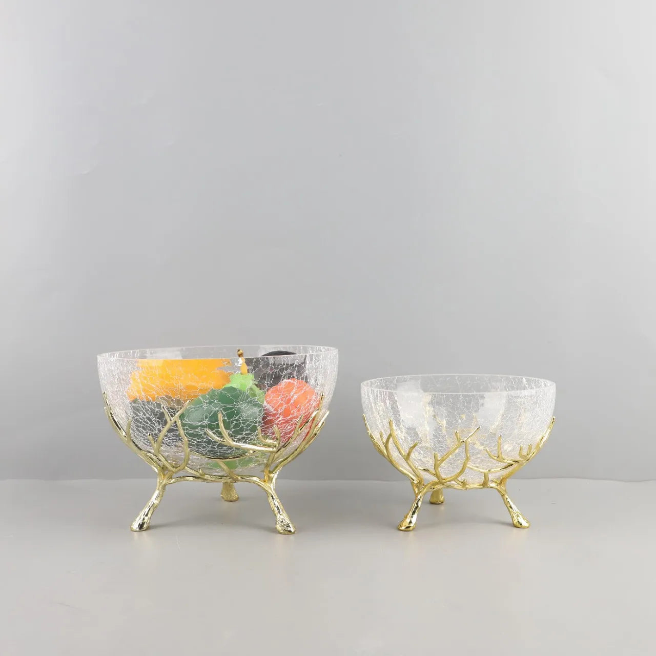 DecorBites™ Golden Branch Glass Fruit Plate: Stylish Home Storage Container & Decor Accessory