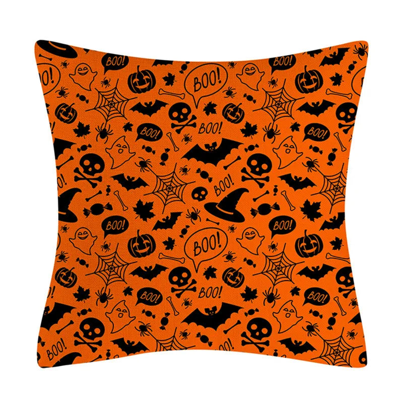 Funda de cojín de lino Decorbites™ de Halloween para la decoración del salón y el sofá - Truco o trato