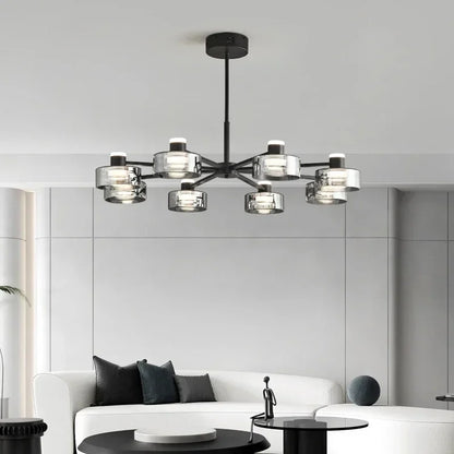 DecorBites™ Glass LED Chandelier: Modern Minimalist Copper Pendant Light for Living Room & Bedroom
