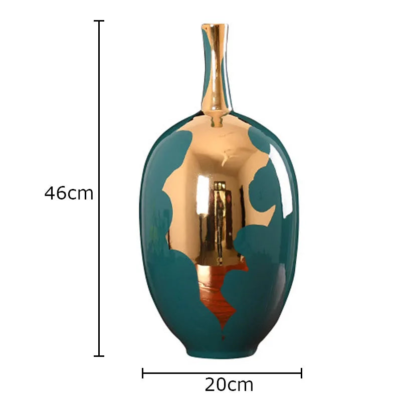 DecorBites™ Gold Ceramic Vase | Modern Design | Desk Decor | Shiny Porcelain | Floral Vases