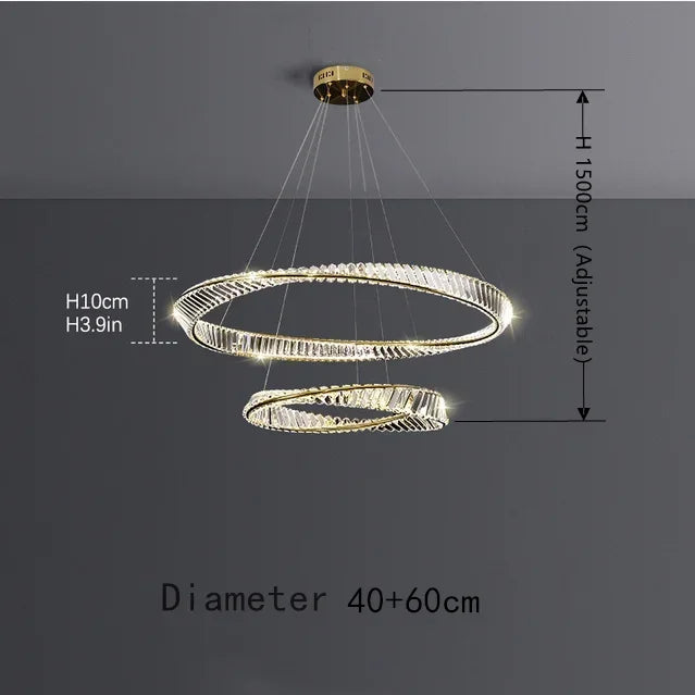 DecorBites™ DNA Spiral Crystal Chandelier LED Ring Design for Luxury Living Room