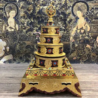 DecorBites™ Eight Auspicious Buddha Alloy Plates for Temple Worship and Meditation