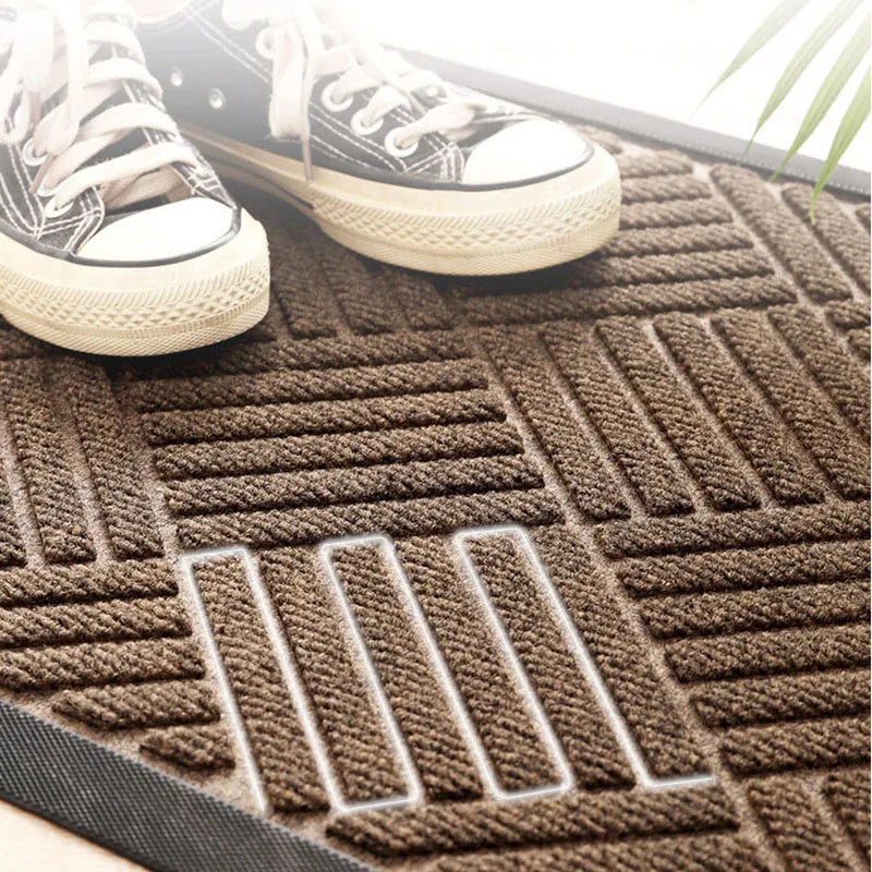 Decobites Rubber Front Door Mat | Shoe Scraper | Indoor Outdoor Doormat | Dirt Resistant Mats