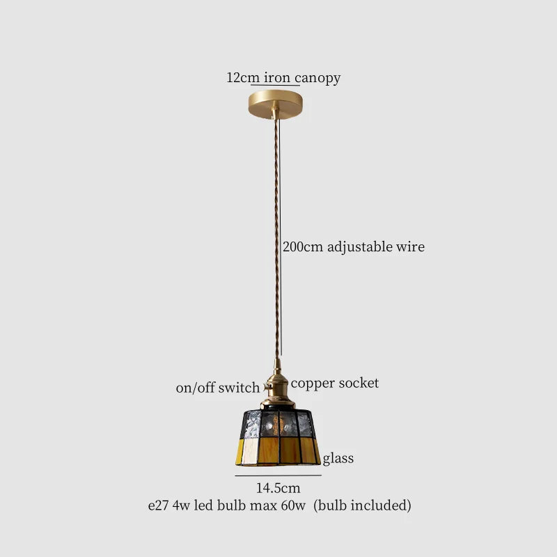 Copper LED Pendant Lamp Vintage 3-Head Bar Style