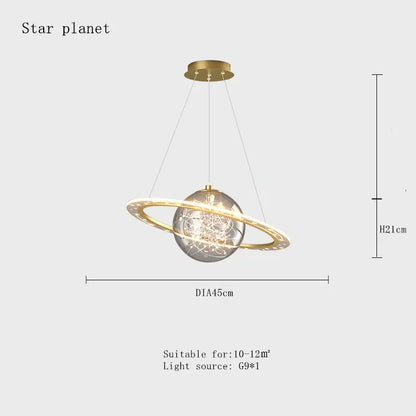 DecorBites™ Children's Planet Earth Pendant Lamp: Acrylic Space Star Theme LED Hanging Light