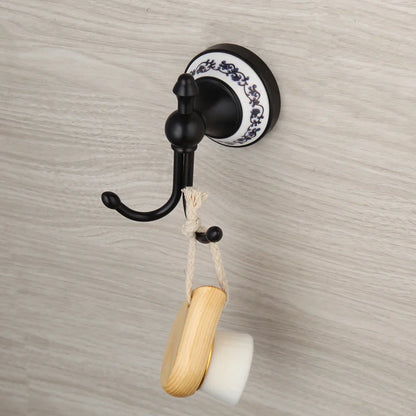 خطاف منشفة حمام مثبت على الحائط من DecorBites™ مصنوع من الفولاذ المقاوم للصدأ باللون الأسود وشماعة رداء ومعطف