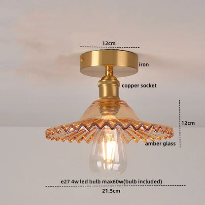 DecorBites™ Glass Copper Nordic Ceiling Lamp for Living Room & Balcony.