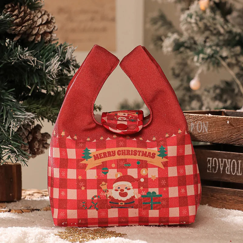 DecorBites™ Christmas Apple Handheld Sail Bag Short Plush Gift Bag for Friends and Colleagues