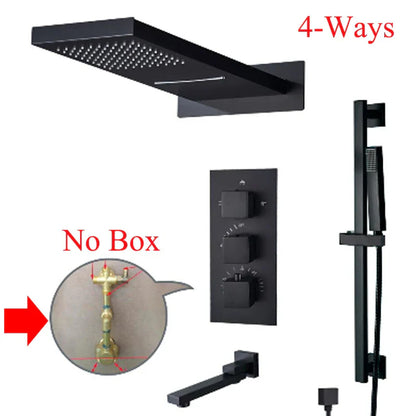 Juego de grifería termostática para ducha tipo lluvia DecorBites™ Gold - Sistema de ducha de pared