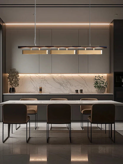 DecorBites™ Brushed Gold Stainless Steel Long Pendant Lamp for Dining Room & Bar Decor