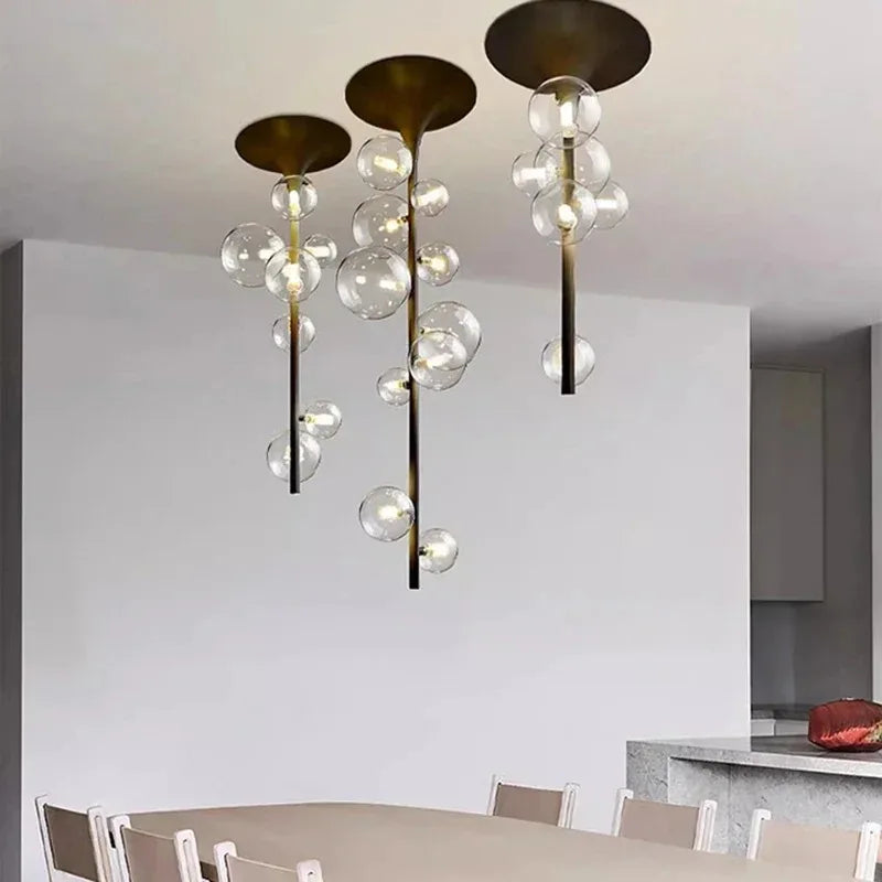 DecorBites™ LED Bubble Chandelier Clear Glass Ball Pendant Lamp for Dining Room & Bar