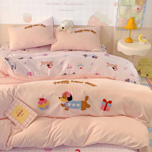 DecorBites™ Cotton Bedding Set Cute Pattern Soft Comforter Single/Double Size Duvet Cover