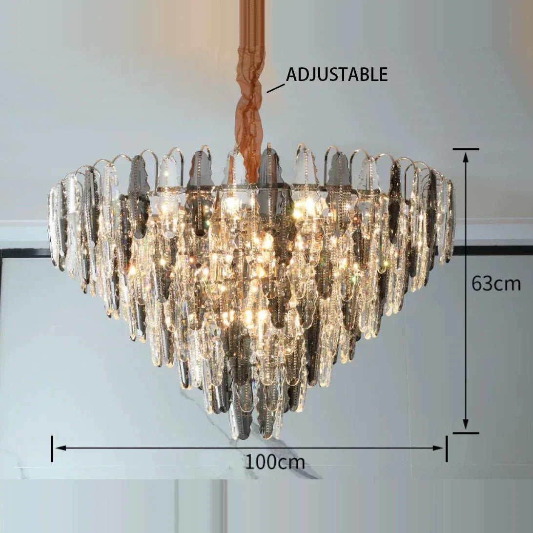 DecorBites™ LED Leaf Chandelier: Modern Living Room Decor Lighting for Duplex Rotating Stairs