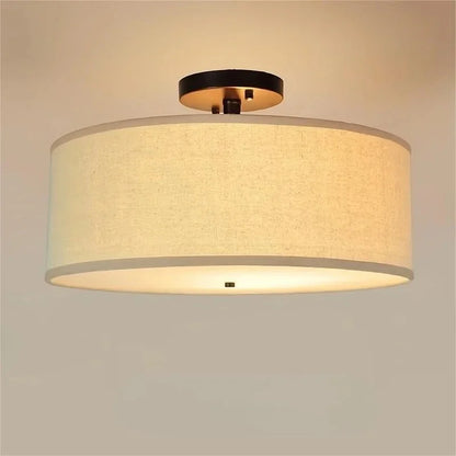 ديكوربايتس™ - مصباح سقف LED من القماش الريفي، ثريا حديثة من الحديد المطاوع لغرفة الطعام