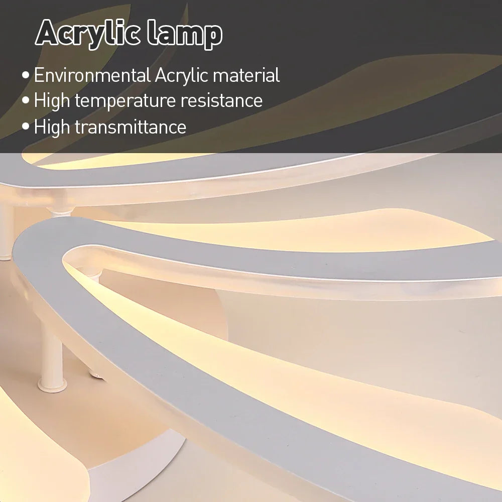 ثريا سقف LED بتصميم فرع أكريليك من DecorBites™ مزودة بإضاءة RC خافتة