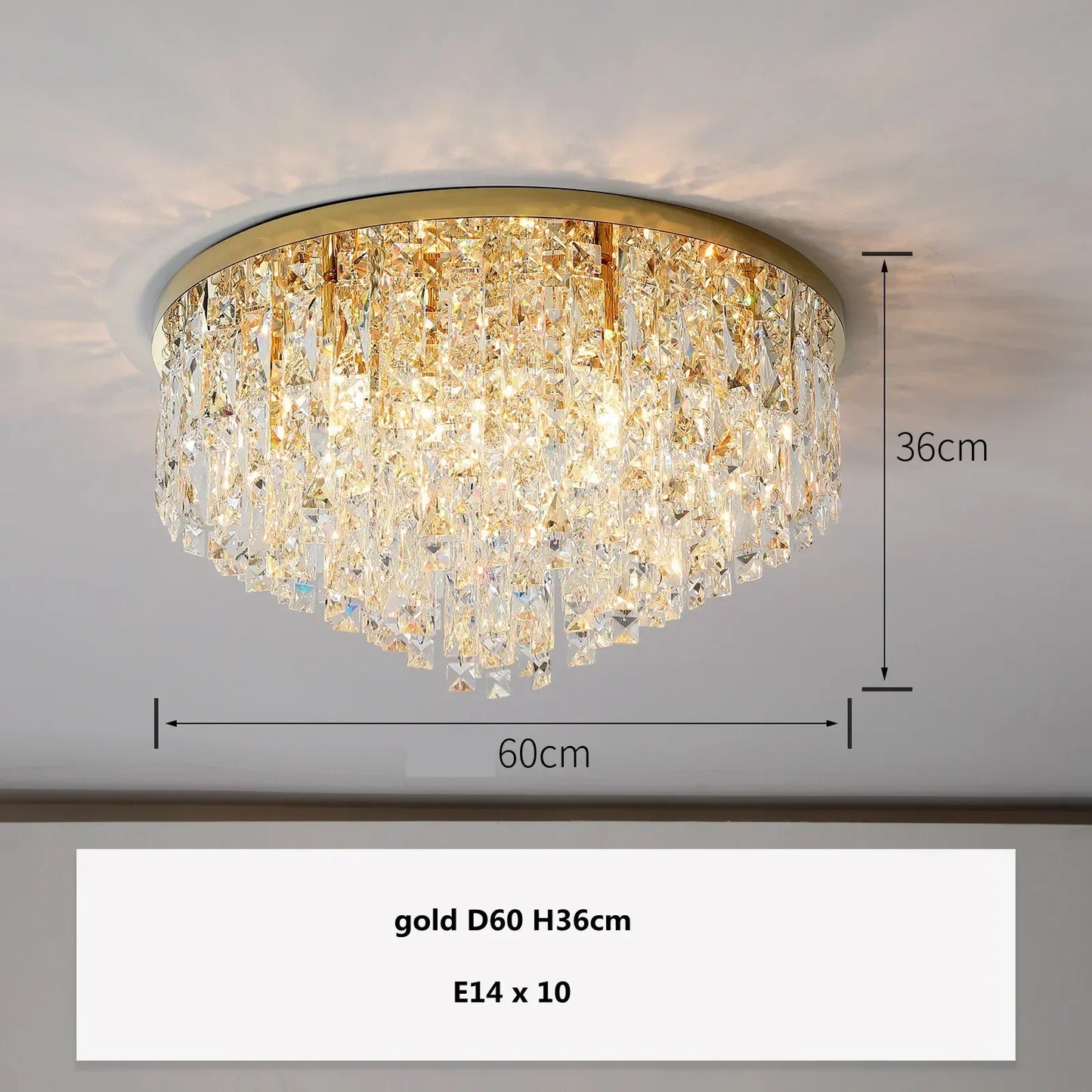 DecorBites™ Crystal Steel LED Ceiling Chandelier, Modern Art Deco Lighting Fixture