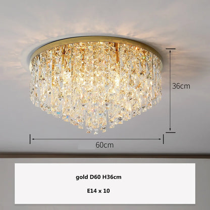 DecorBites™ Crystal Steel LED Ceiling Chandelier, Modern Art Deco Lighting Fixture