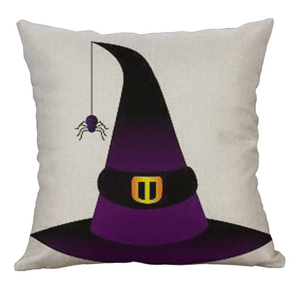 DecorBites™ Halloween Pumpkin Ghost Bat Linen Pillow Cover for Sofa Decor