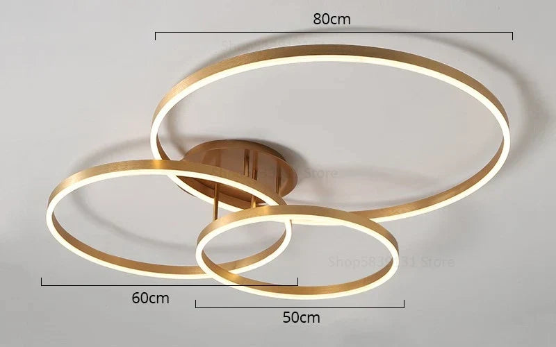 Lámpara de techo LED redonda de café dorado Decorbites™ con pantalla de acrílico - Accesorio creativo para sala de estar