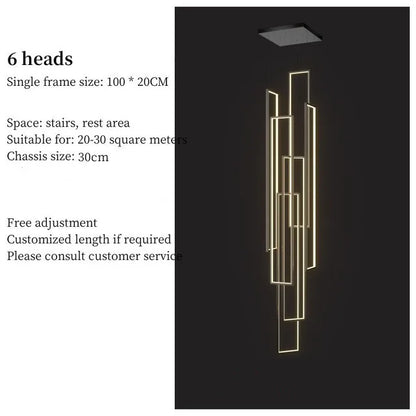 DecorBites™ LED Geometry Stair Chandelier - Luxury Nordic Villa Pendant Fixture for Modern Living