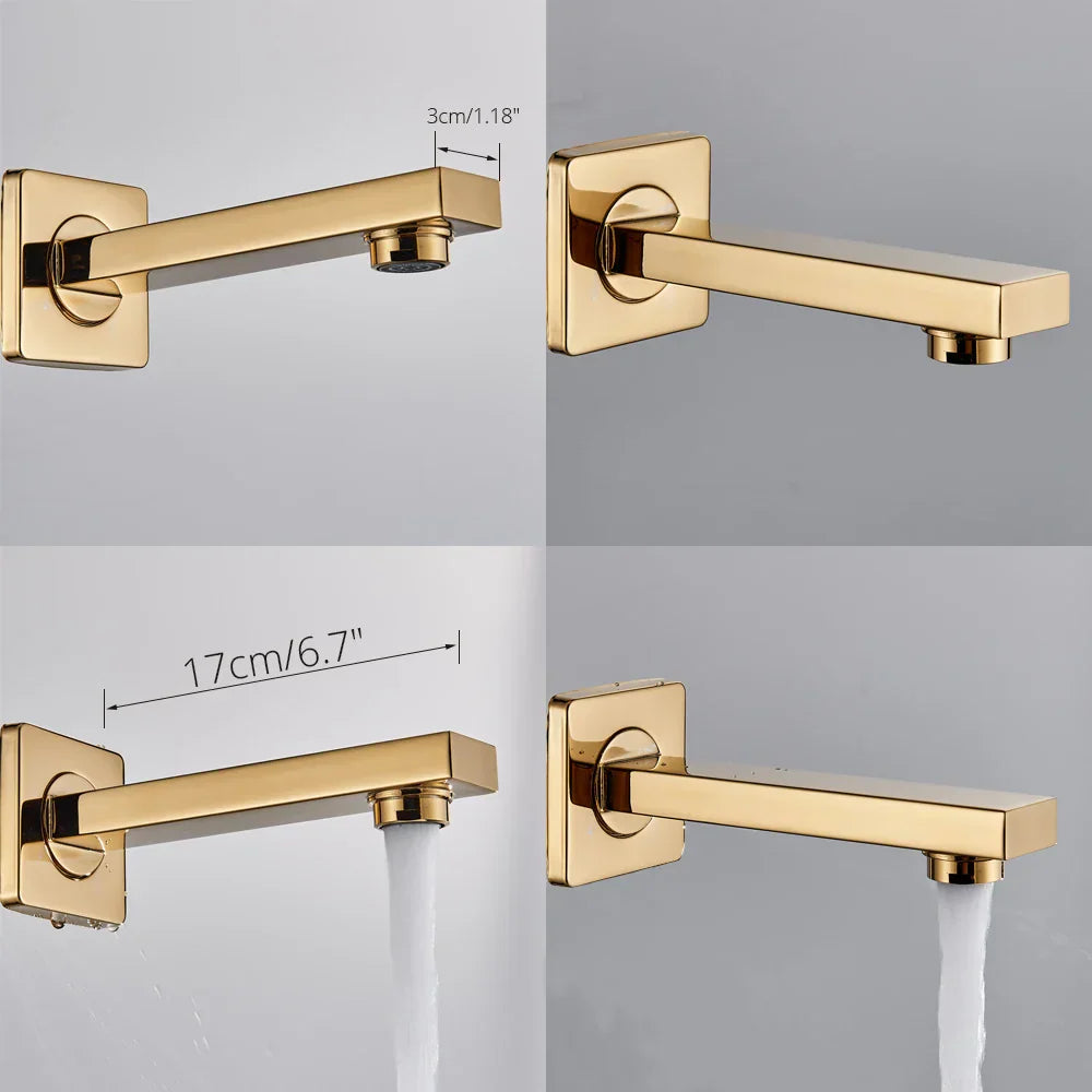 Gold LED Rainfall Shower 16-Inch Set