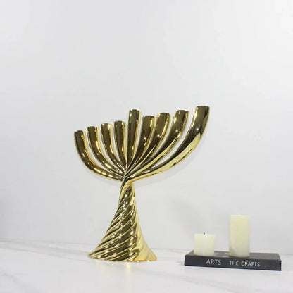 DecorBites™ Gold Geometric Twist Candle Holder Set for Stylish Home Decor