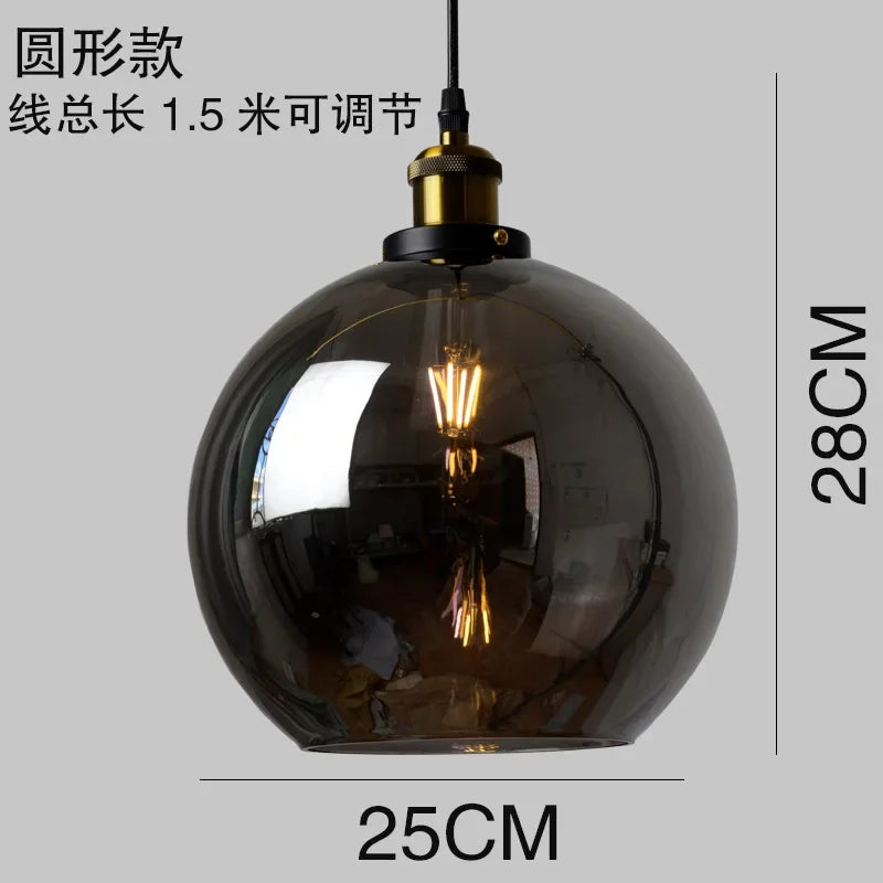 Retro Industrial Gray Glass Pendant Light