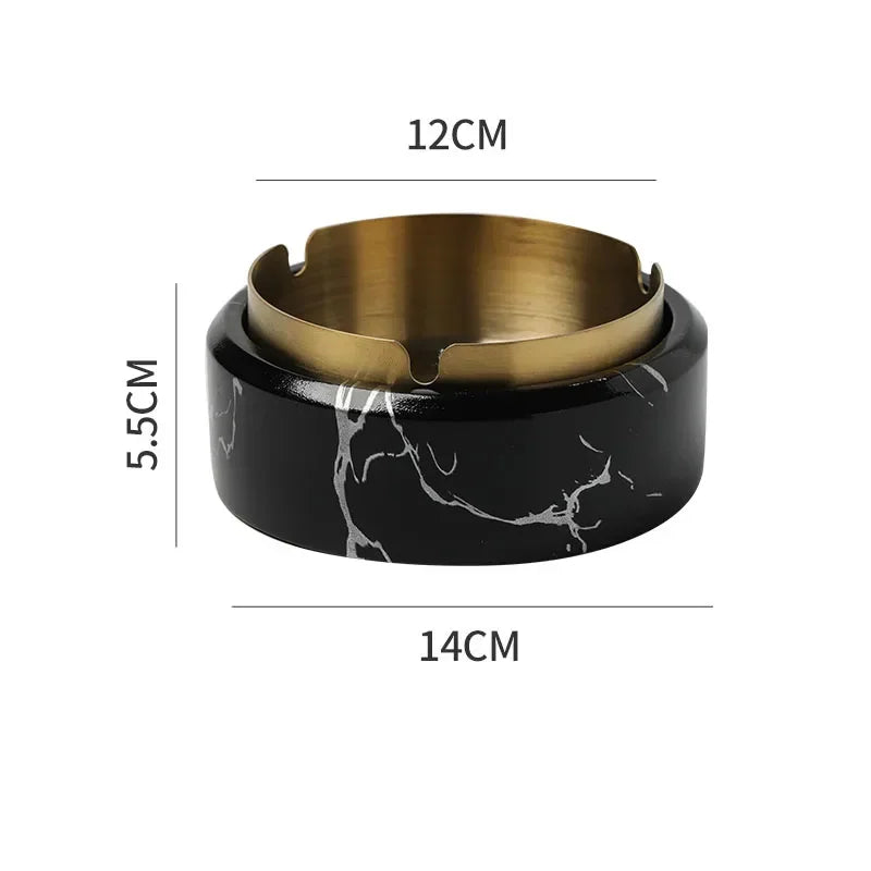 Cenicero DecorBites™ con textura de mármol chapado en oro - Accesorios para fumar