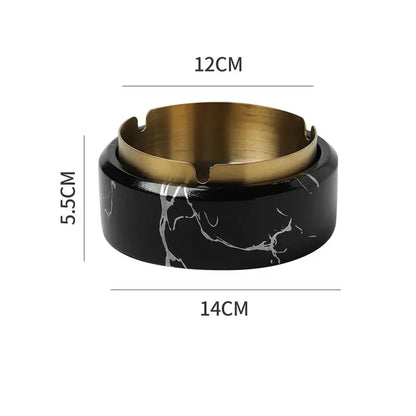 Cenicero DecorBites™ con textura de mármol chapado en oro - Accesorios para fumar