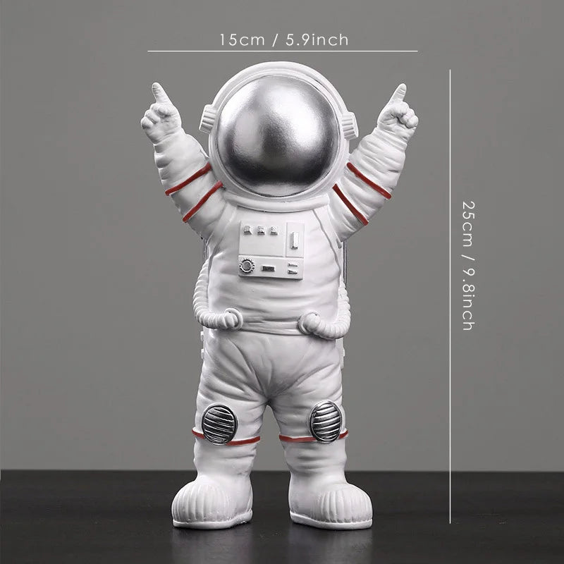 Figuras de astronautas DecorBites™: Escultura moderna de astronauta con luna, regalo perfecto para hombre y novio