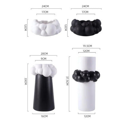 ديكور بايتس™ - مزهرية خزفية مجردة مرقعة، وعاء زهور فقاعية، ديكور منزلي