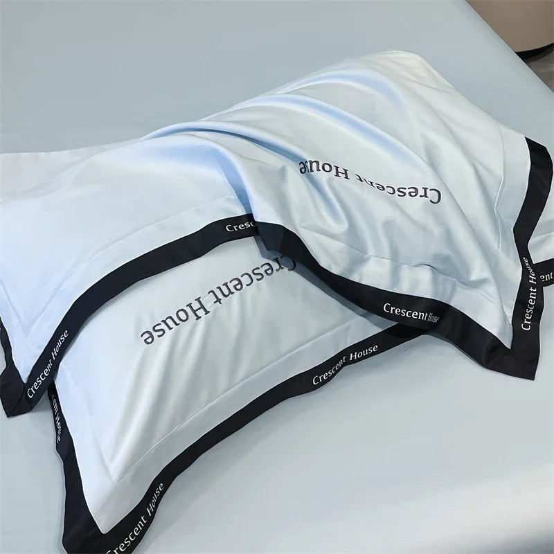 DecorBites™ Ice Silk Embroidery Bed Set | Skin-Friendly Duvet Cover Kit | Comforter Sets