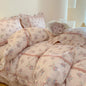 Decobites Princess Pastoral Cotton Bedding Set with Lace Ruffles & Floral Design